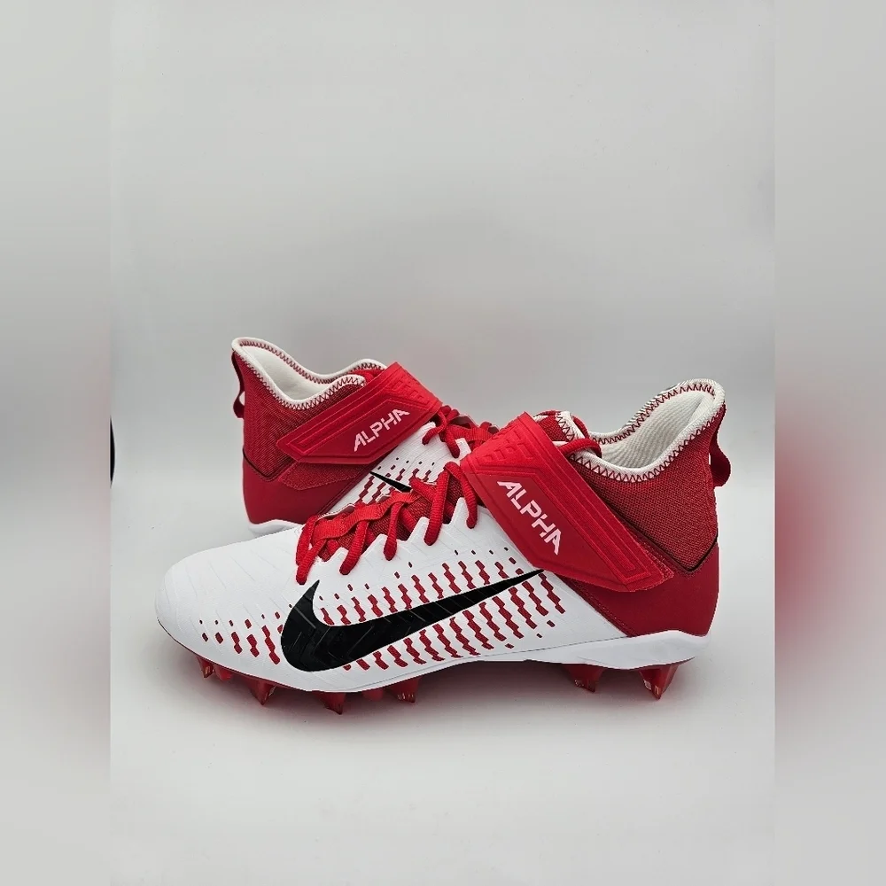 Nike Alpha Menace Pro 2 Mid 'White University Red' Football Cleats Men's Sz 14